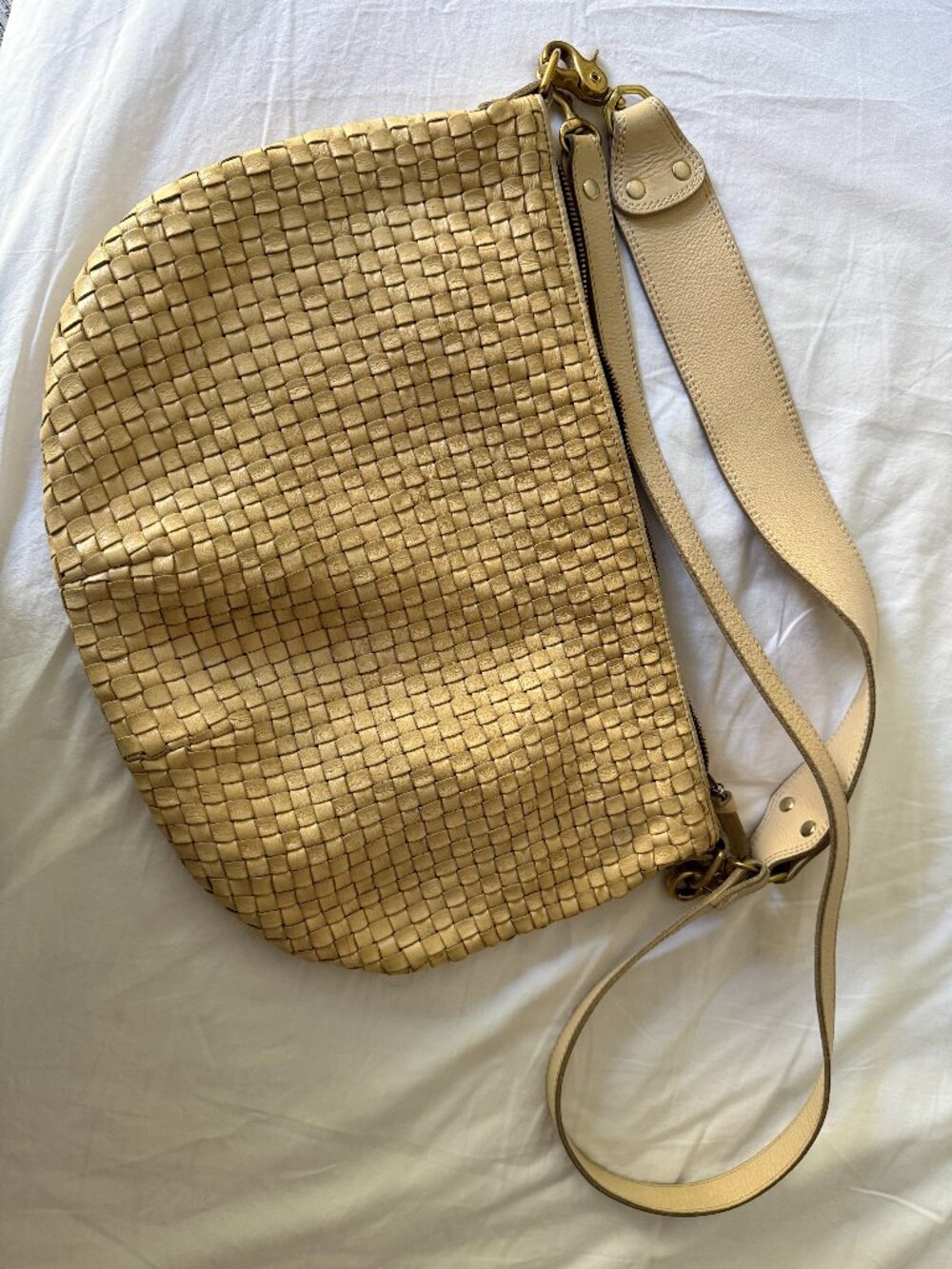 Clare V. Moyen Messenger Bag Buttercream Woven Checker